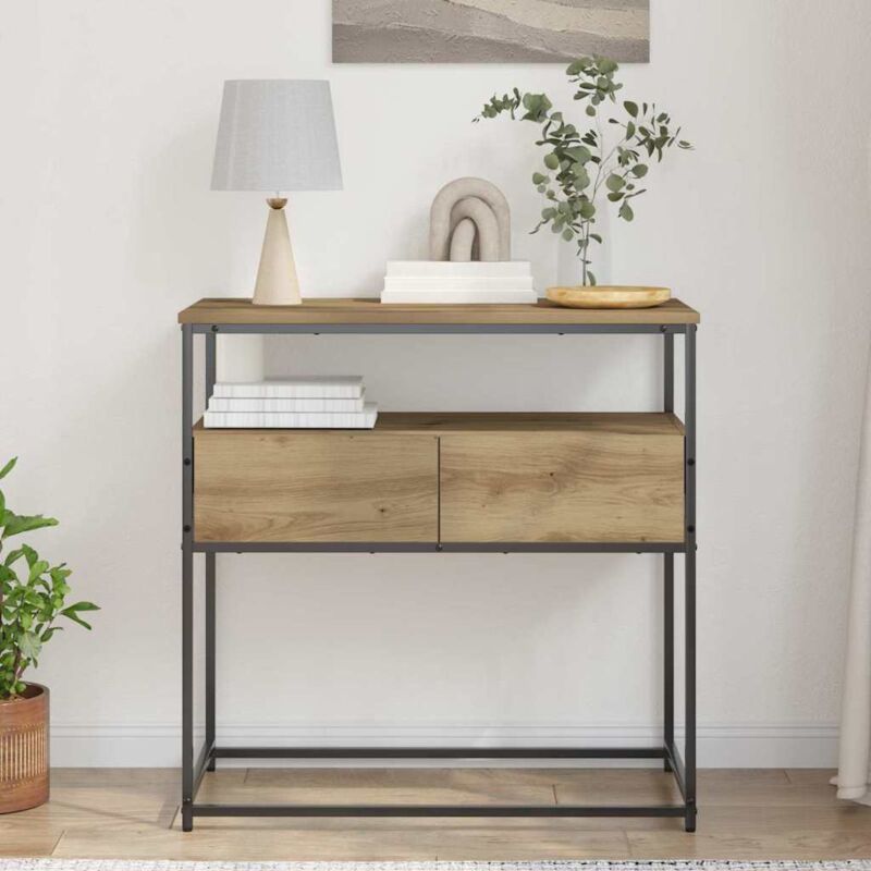 Table console avec tiroir chêne artisanal 75 x 40 x 75 cm vidaXL