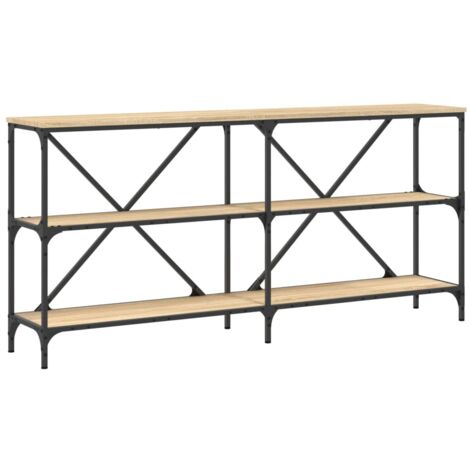 Table console chêne sonoma 160x30x75 bois d'ingénierie et fer