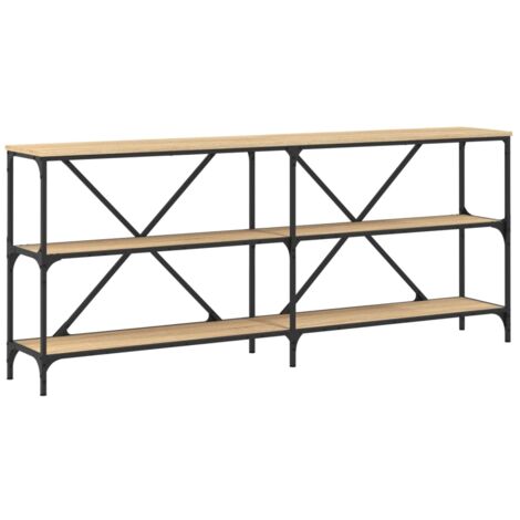 Table console chêne sonoma 180x30x75 bois d'ingénierie et fer