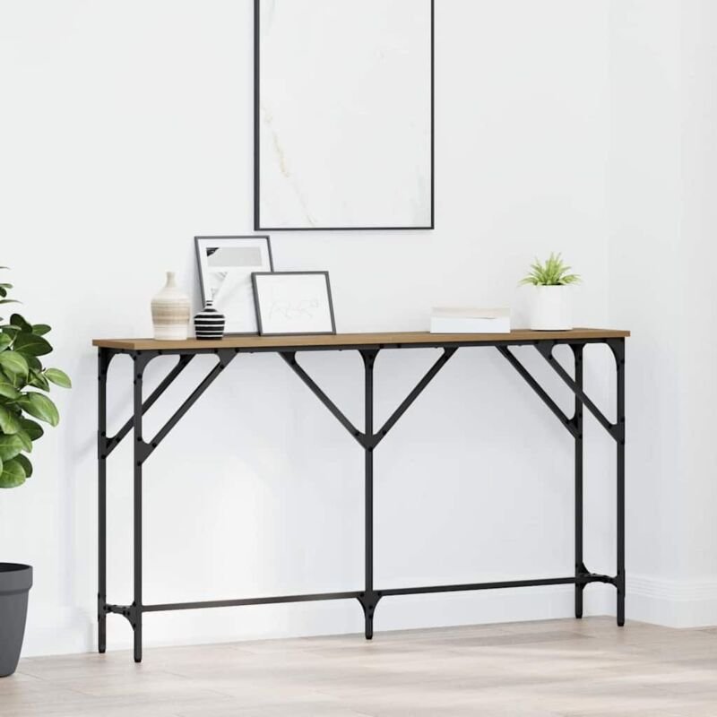 Table console chêne artisanal 140 x 23 x 75 cm Vidaxl