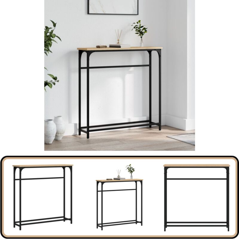 Table console chêne sonoma 75x19,5x75 cm bois d'ingénierie - Table Basse - Table D'appoint - Meuble D'intérieur - Décoration Intérieure - Rangement