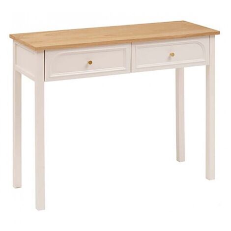 Table console Coiffeuse avec  2 tiroirs, coloris ivoire - Longueur 100 x Profondeur 35 x Hauteur 80 cm