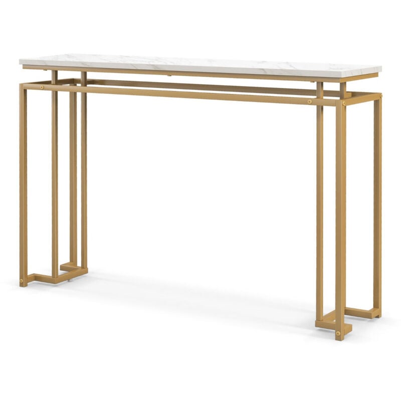 Helloshop26 - Table console console entrée effect marbre design géométrique moderne cadre en métal doré pour entrée couloir salon 120 x 30 x 805 cm