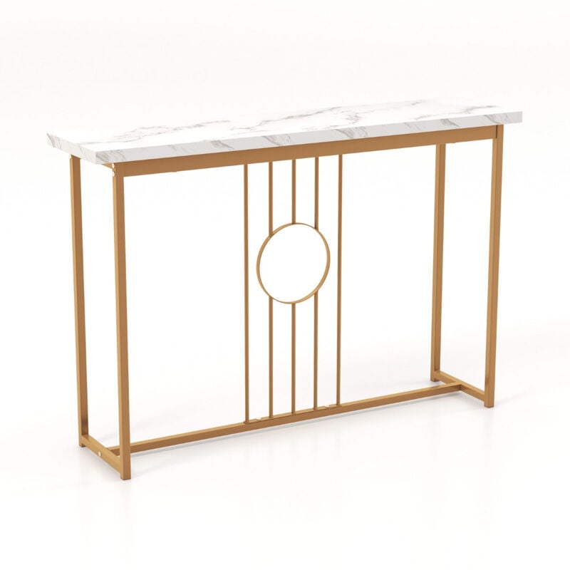 Helloshop26 - Table console de 120 cm table d'entrée moderne avec plateau en marbre artificiel et cadre en métal robuste table pour salon couloir