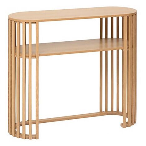 Table console décorative à lignes arrondies, coloris beige - Longueur 100 x Profondeur 35 x Hauteur 85 cm
