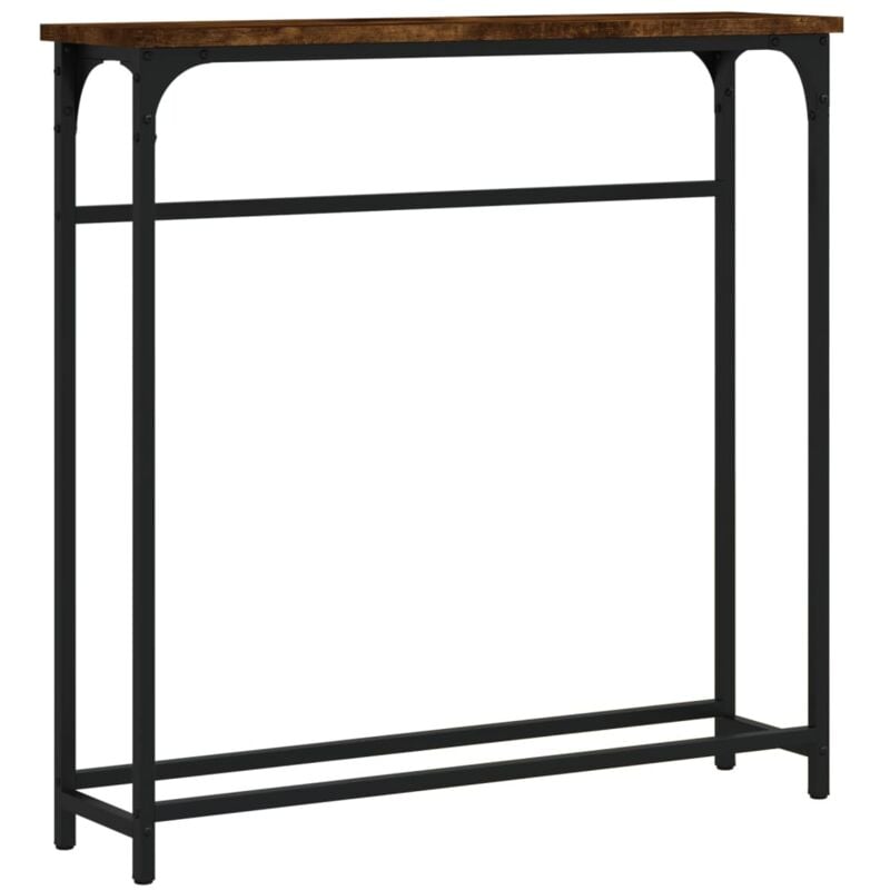 Décoshop26 - Table console d'entrée fonctionnel et stylé 75 x 19,5 x 75 cm bois d'ingénierie marron et métal DEC031802