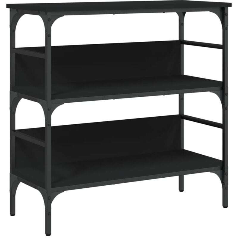 Décoshop26 - Table console d'entrée fonctionnel et stylé avec étagères 75 x 32 x 75 cm bois d'ingénierie noir et métal DEC032152