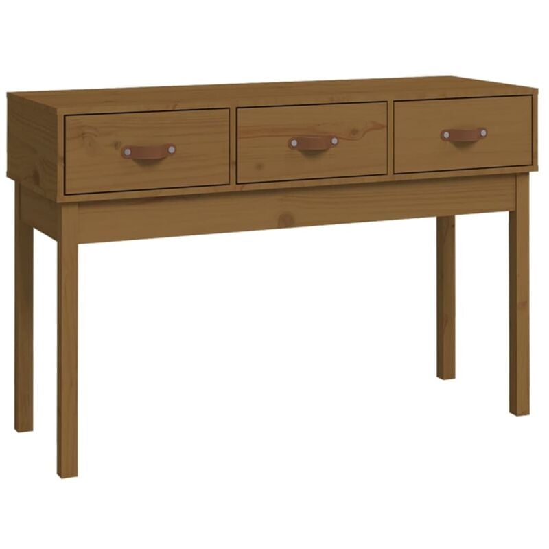 Table console d'entrée fonctionnel et stylé avec tiroirs 114 x 40 x 75 cm bois massif de pin marron miel DEC032049