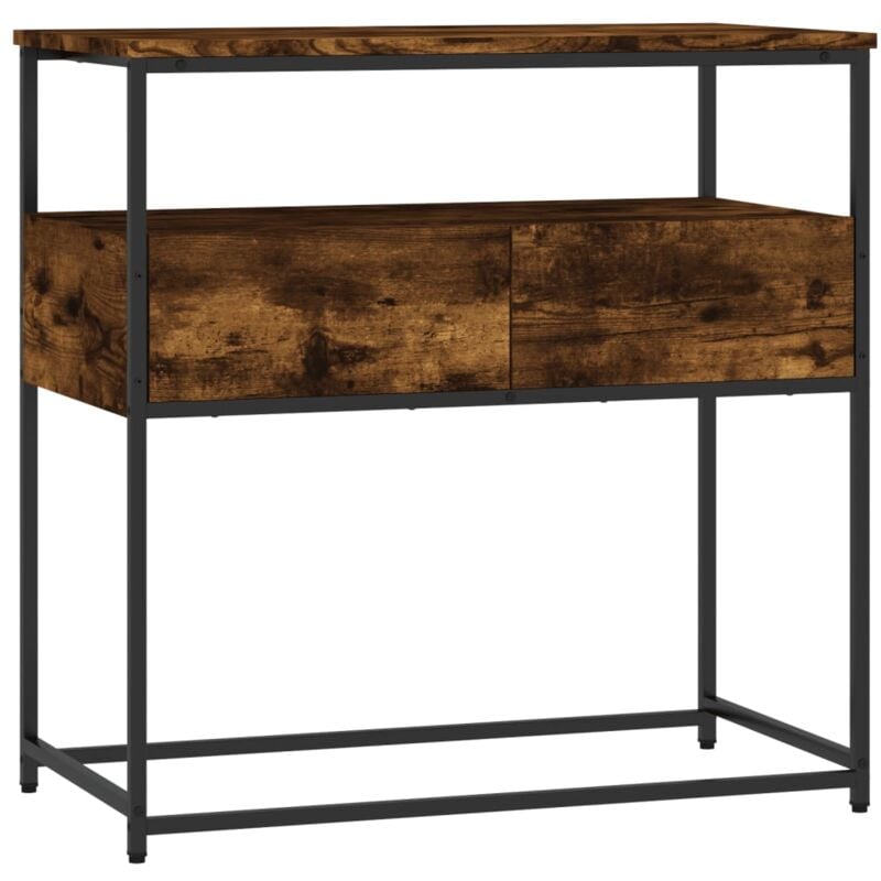 Décoshop26 - Table console d'entrée fonctionnel et stylé avec tiroirs 75 x 40 x 75 cm bois d'ingénierie marron et métal DEC031816