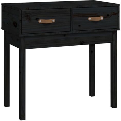 Table console d'entrée fonctionnel et stylé avec tiroirs 76,5 x 40 x 75 cm bois massif de pin noir DEC032161