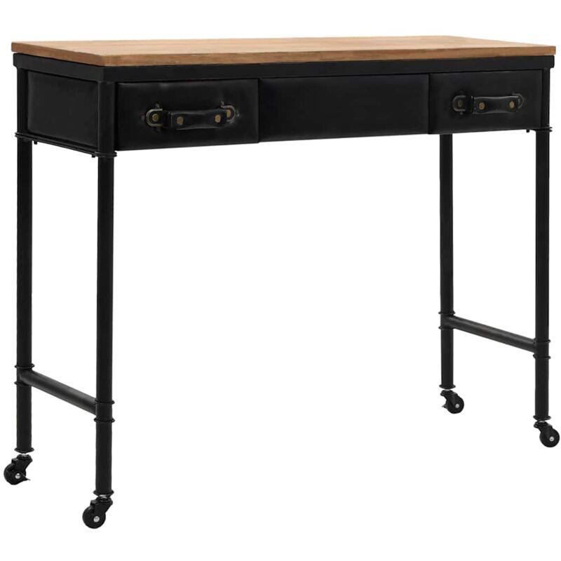 Décoshop26 - Table console d'entrée sur roulettes fonctionnel et stylé avec tiroirs 100x33,5x80 cm mdf bois et acier DEC032055