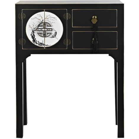 Table console en bois de sapin et MDF coloris noir - Longueur 63 x Profondeur 28 x hauteur 83 cm -PEGANE-