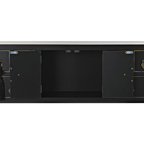 Table console en bois de sapin et MDF coloris noir - Longueur 95 x Profondeur 26 x hauteur 79 cm -PEGANE-