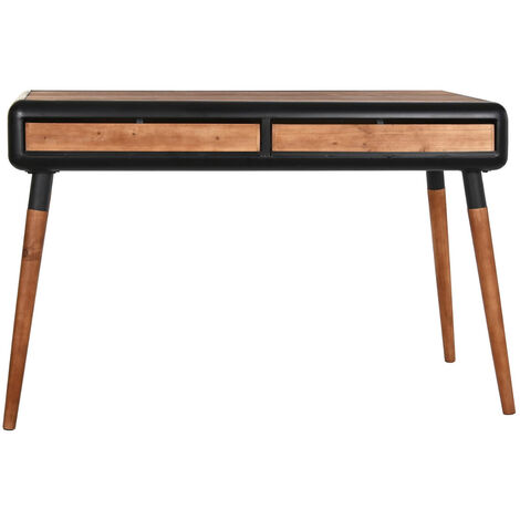 Table console en bois de sapin et métal coloris marron, noir - Longueur 120 x Profondeur 50 x hauteur 77 cm -PEGANE-