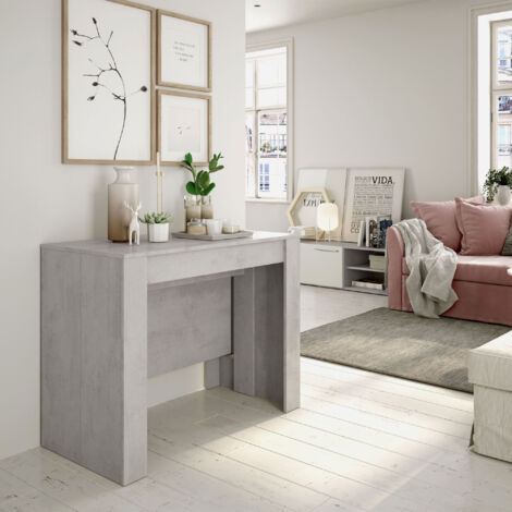 Table console extensible 51x237x90x78 cm en bois aspect béton