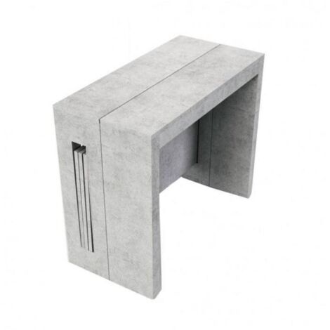 Table console extensible 8 couverts TOPAZ 90 cm béton avec allonges intégrées - gris