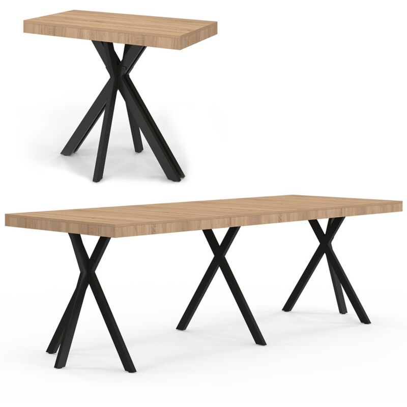 Idmarket - Table console extensible alix 10 personnes 235 cm design industriel