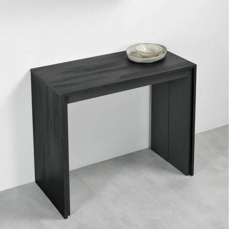 Table console extensible FORDA XL noir charbon/cadre gris ardoise largeur 120cm270cm - noir
