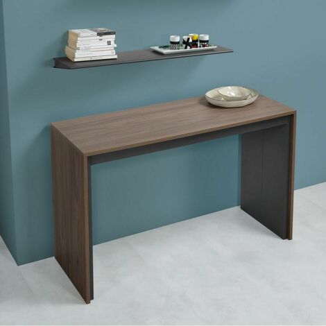 Table console extensible FORDA XL Noyer/cadre gris ardoise largeur 120cm270cm - marron