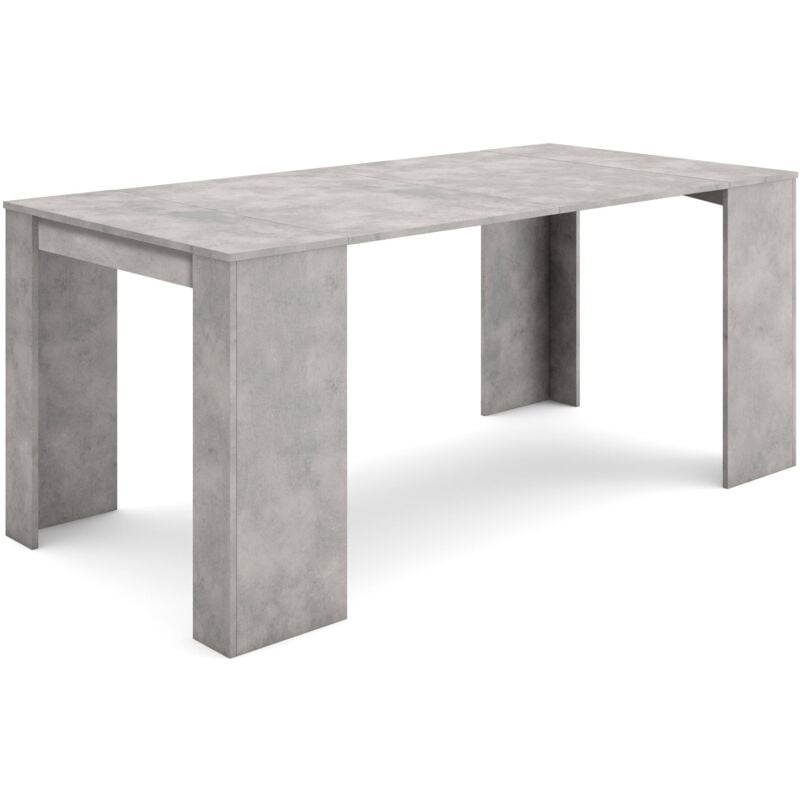 Table console extensible, Console meuble, 180, Pour 8 personnes, Table à Manger, Style moderne, Gris Ciment - Skraut Home
