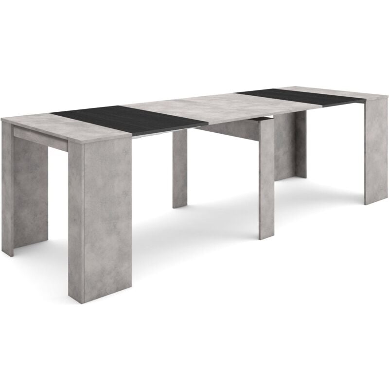 Table console extensible, Console meuble, 260, Pour 12 personnes, Table à Manger, Style moderne, Ciment - Skraut Home