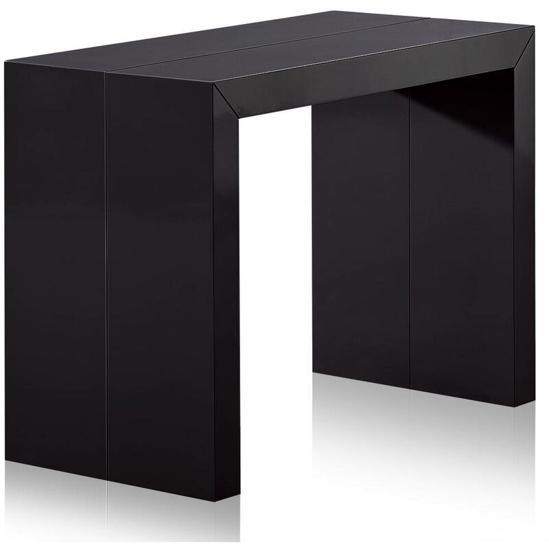 cotecosy - table console extensible nassau l laquée noir - noir