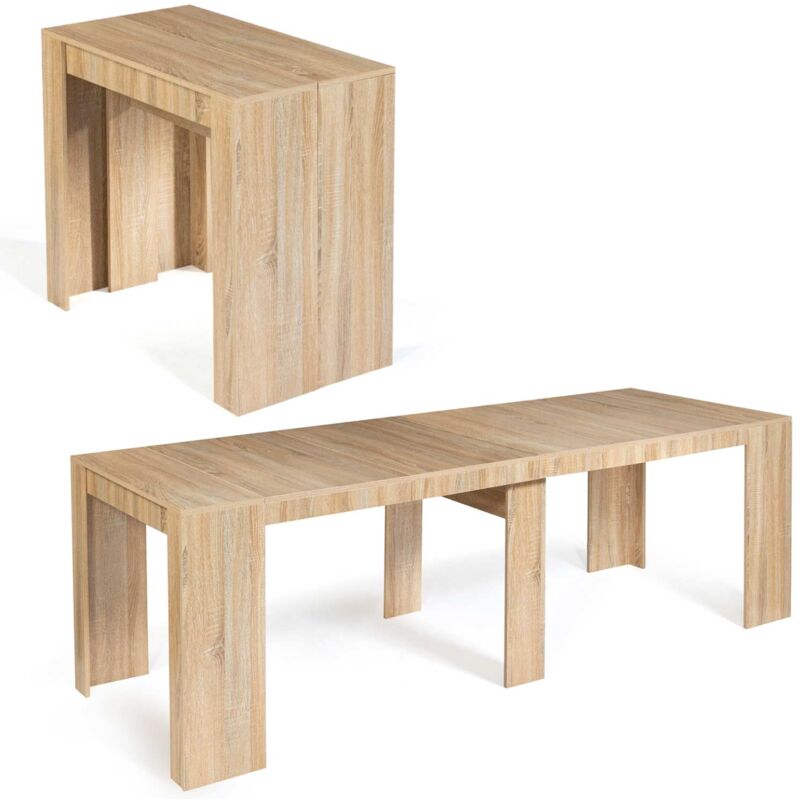 Idmarket - Table console extensible orlando 10 personnes 235 cm bois façon hêtre