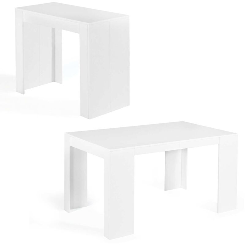 Idmarket - Table console extensible orlando 6 personnes 140 cm bois blanc