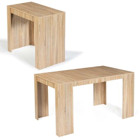 main image of "Table console extensible ORLANDO 6 personnes 140 cm bois façon hêtre"
