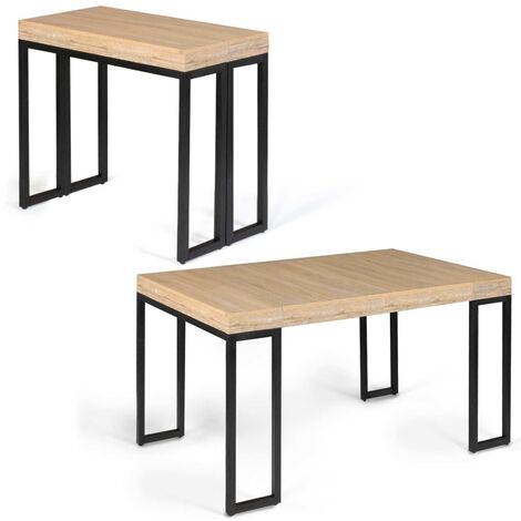 Table console extensible TORONTO 6 personnes 140 cm design industriel - Bois-clair