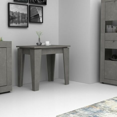 Table console gain de place en béton, extensible 50 x 90 cm