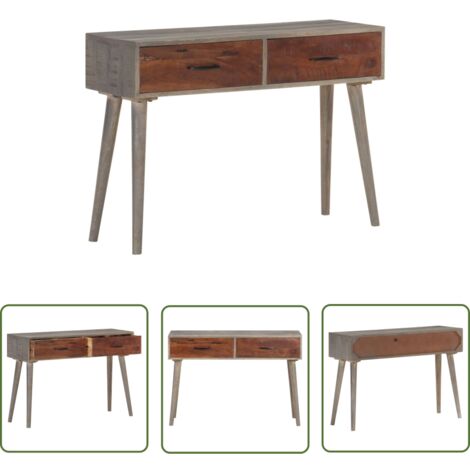 Table console Gris 110x35x75 Bois de manguier massif brut