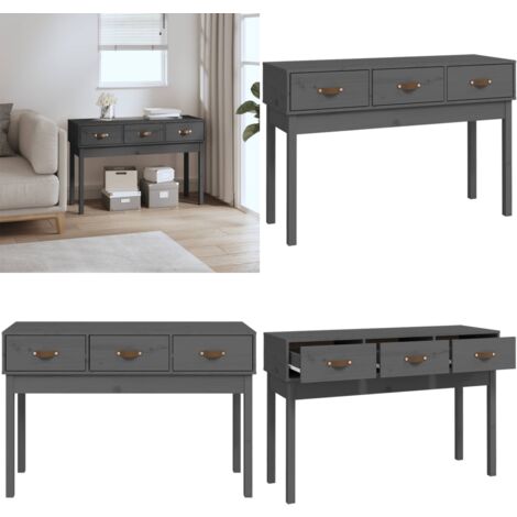 Table console Gris 114x40x75 cm Bois massif de pin - Table Basse - Meuble Entrée - Table D'appoint - Table Console - Table Design - Home & Living
