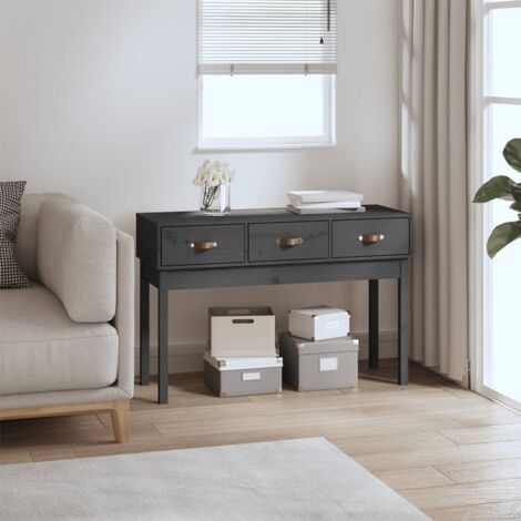 Table console Gris 114x40x75 cm Bois massif de pin vidaXL