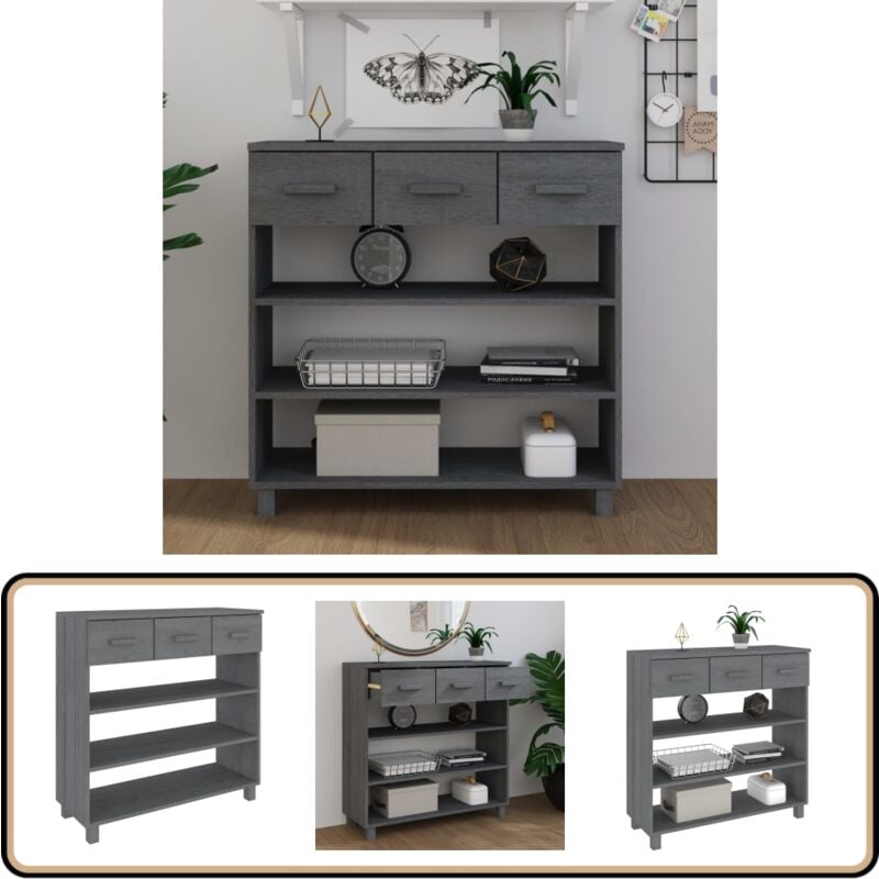 Vidaxl - Table console hamar Gris foncé 90x35x90 cm Bois massif de pin - Table Basse - Meuble Entrée - Table Console - Table D'appoint - Mobilier
