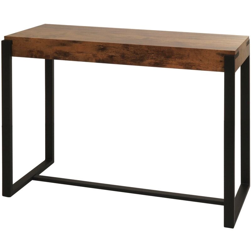table console hhg 701, table de téléphone table de travail table d'appoint table de rangement, métal 81x100x40cm chêne sauvage foncé - brown