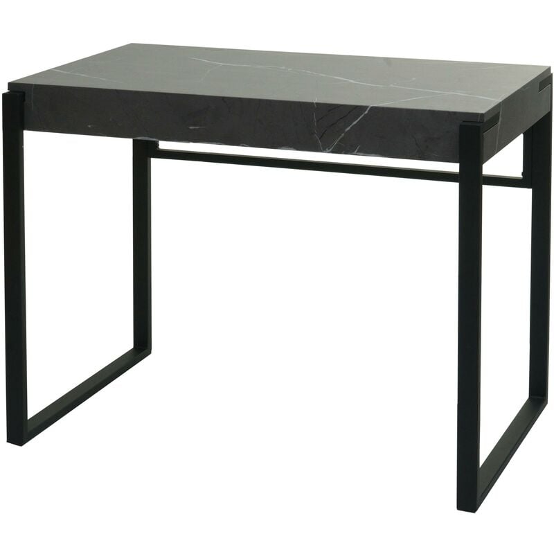 jamais utilisé] table console hhg 702, table de téléphone table de travail table d'appoint table de rangement, métal 80x100x54cm aspect marbre gris