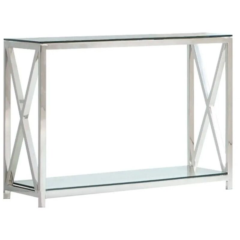 Homy France - Table console kensy Chrome Verre transparent 120x40x78 cm