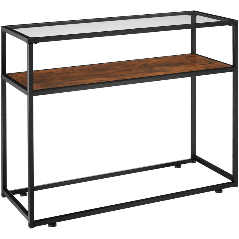 tectake - table console style industriel 100 x 41 x 80,5 cm - bois foncé industriel, rustique