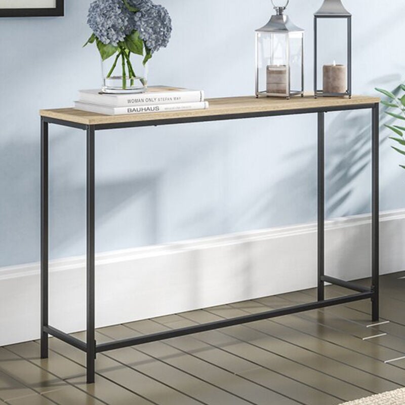 [en.casa] - Table console Kronoby 80 x 100 x 30 cm noir et effet bois