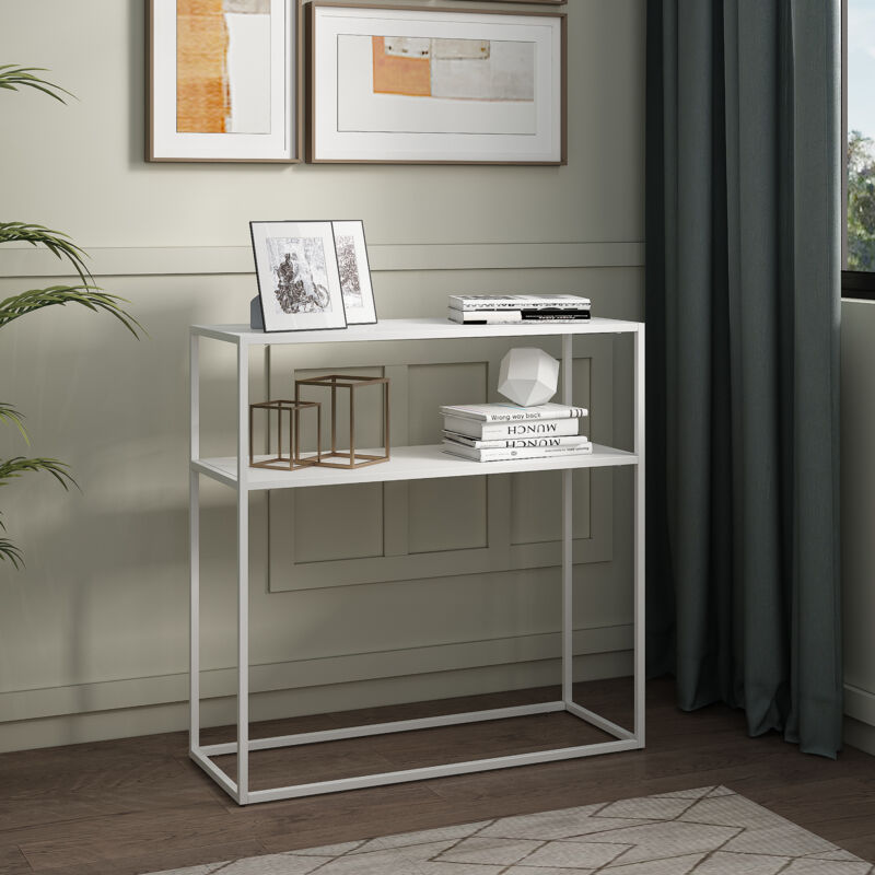 [en.casa] - Table console Kuhmo métal 80 x 80 x 30 cm blanc