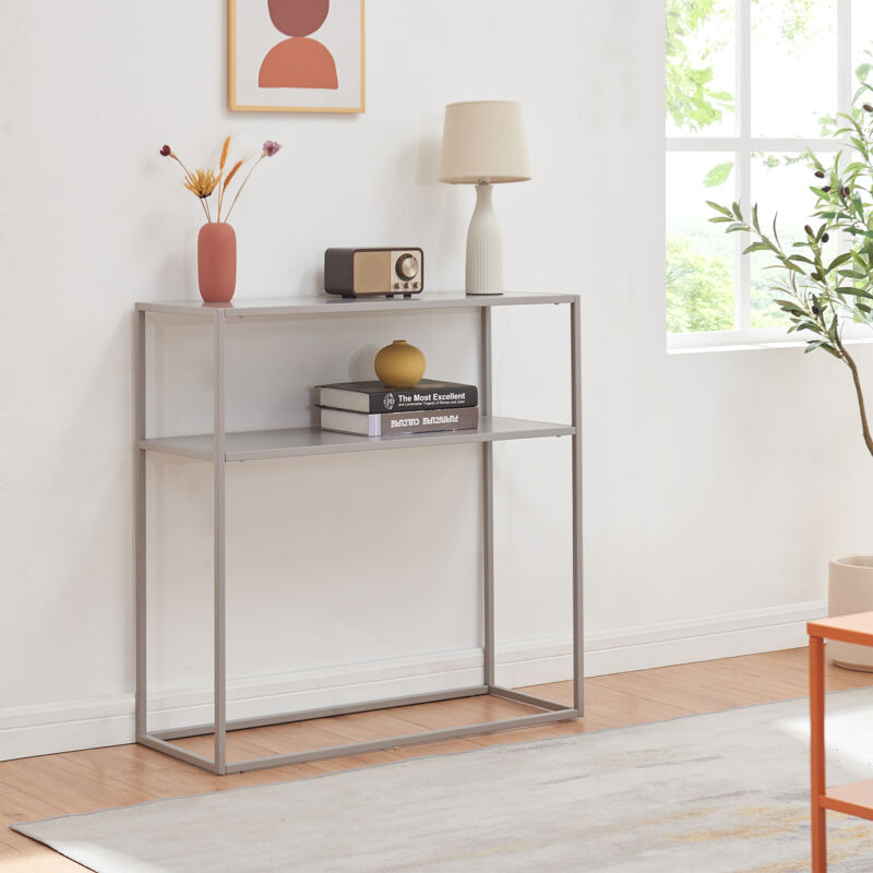 Table console Kuhmo métal 80 x 80 x 30 cm gris [en.casa]
