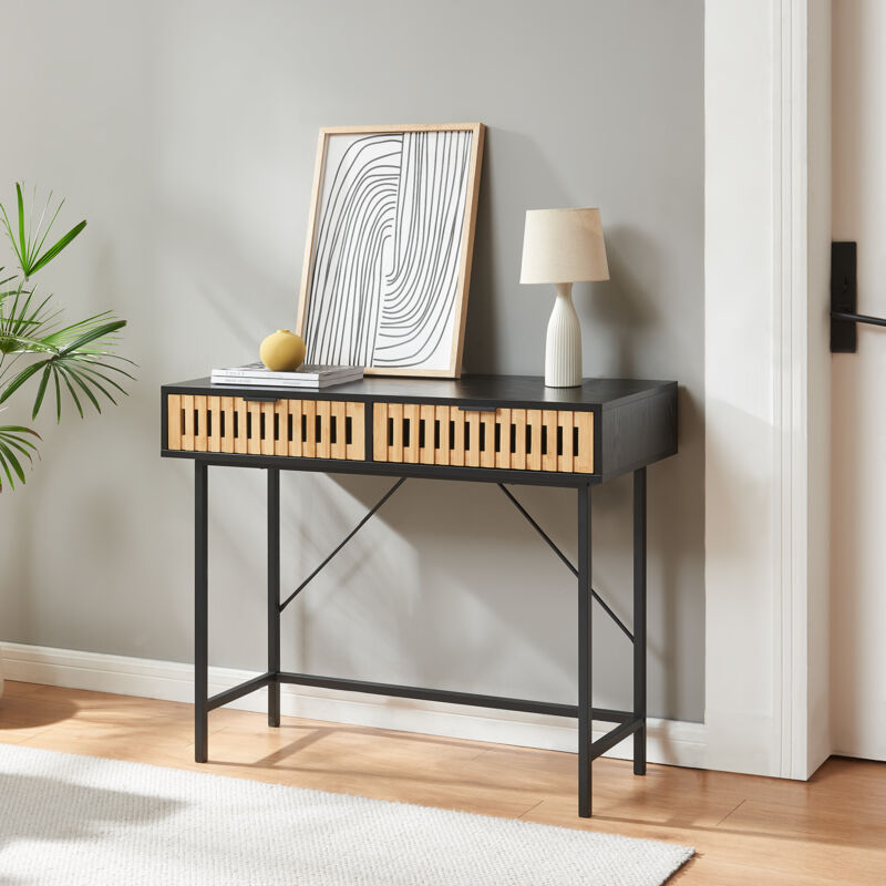 [en.casa] - Table console Luniehti 100 x 40 x 75 cm noir naturel