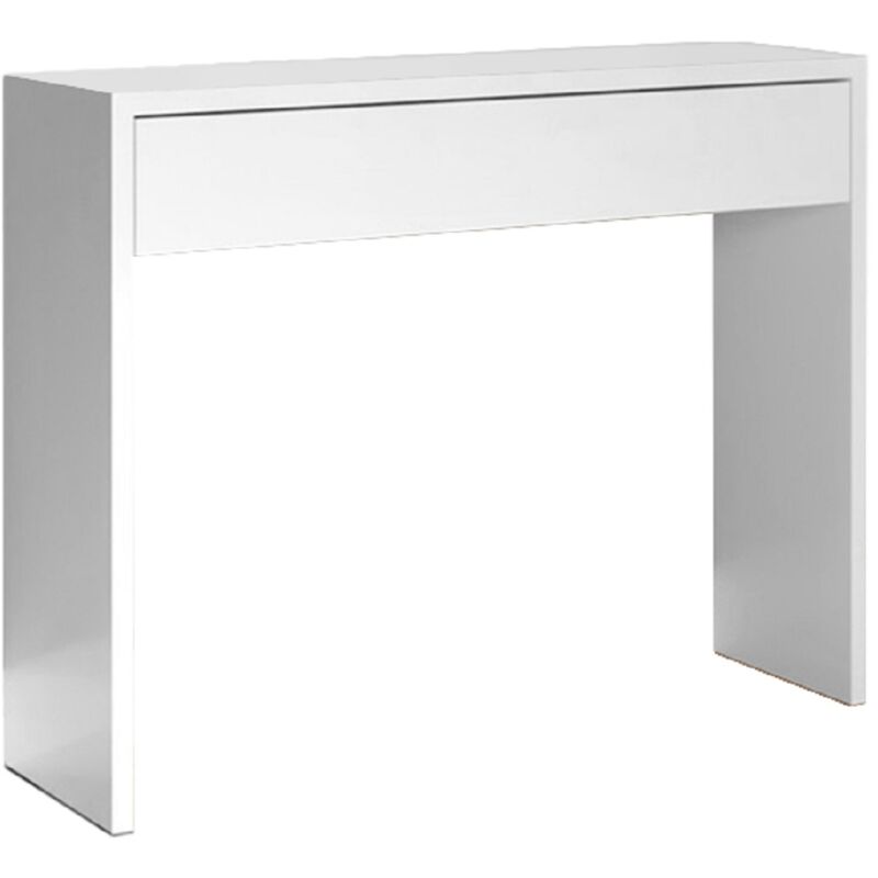 Table console, meuble console avec 1 tiroir coloris blanc - longueur 100 x profondeur 30 x hauteur 76 cm Table console, meuble console avec 1 tiroir coloris blanc - longueur 100 x profondeur 30 x hauteur 76 cm