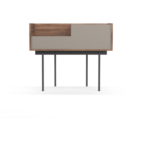 Table console, modèle DIPLOMAT 671 de Herdasa, en mélamine et métal, couleur noyer-taupe