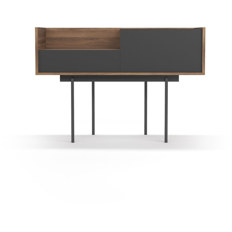 table console, modèle diplomat 673 de herdasa en mélamine et métal, couleur noyer-graphite
