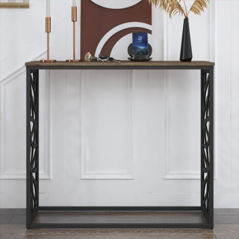 Table Console Multifonctionnelle avec Étagère, Table Console Élégante avec Étagère GALANO Candence -  90.0cm L X 29.8cm W X 79cm H, Organisation Chic pour Votre Espace de Vie - Couleur Gris Fossile + 