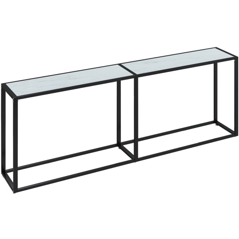 Vidaxl - Table console Marbre blanc 220x35x75,5 cm Verre trempé