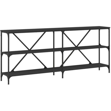 Table console noir 180x30x75 bois d'ingénierie et fer
