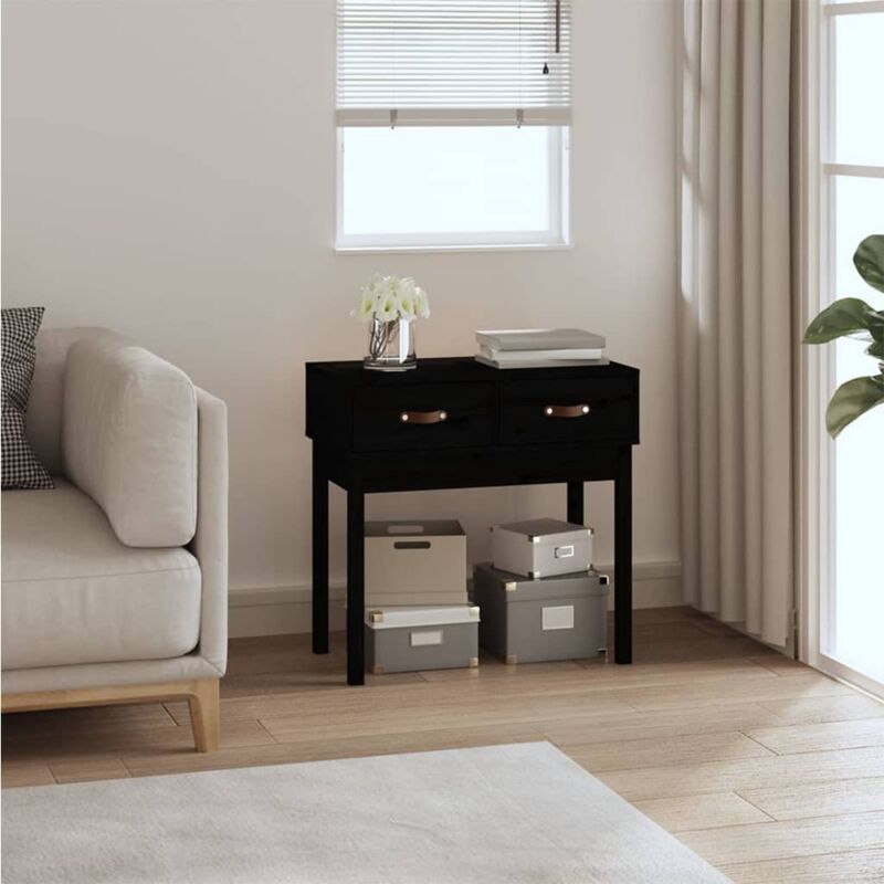 Vidaxl - Table console Noir 76,5x40x75 cm Bois massif de pin